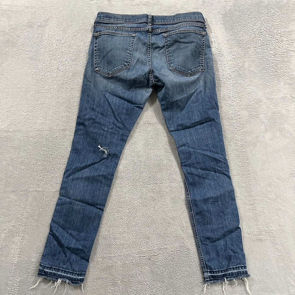 Rag & Bone Skinny Raw Hem Jeans in Amelie 29 Low Rise Western Blue Denim Y2K - Picture 2 of 12